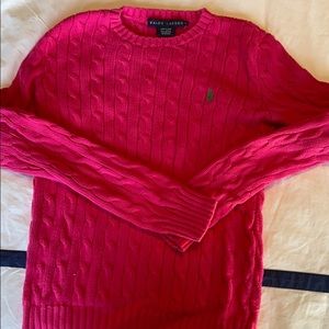 Polo crew neck sweater in pink